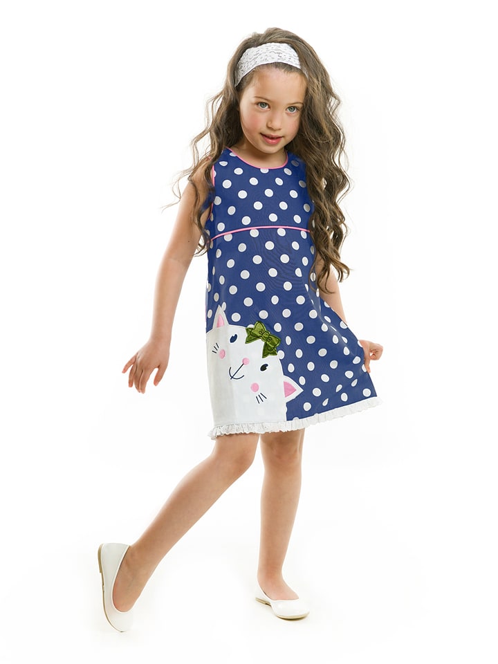 Denokids Sukienka "Cute Cat" w kolorze granatowym rozmiar: 92