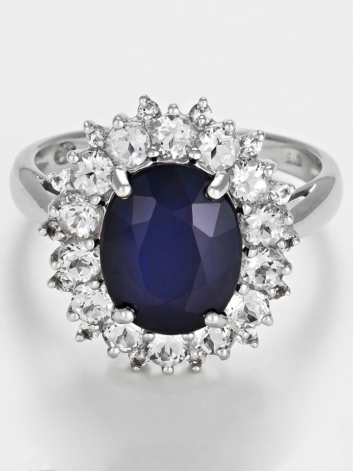 DIAMANTA Złoty pierścionek "Soleil Bleu" z diamentami rozmiar: 58