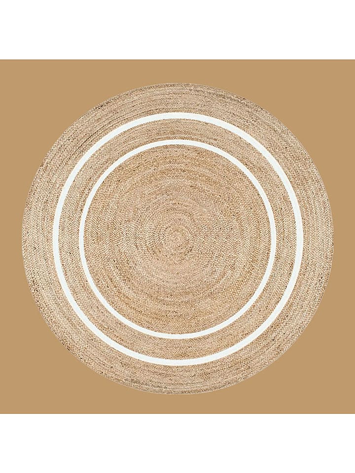 BELLA MAISON Dywan bawełniany "Round" w kolorze beżowo-białym rozmiar: 80 cm