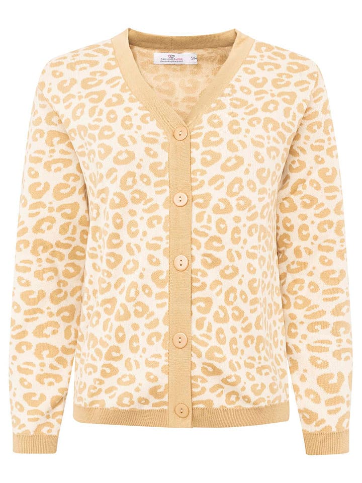 Zwillingsherz Kardigan "Leo" w kolorze beżowym rozmiar: S/M