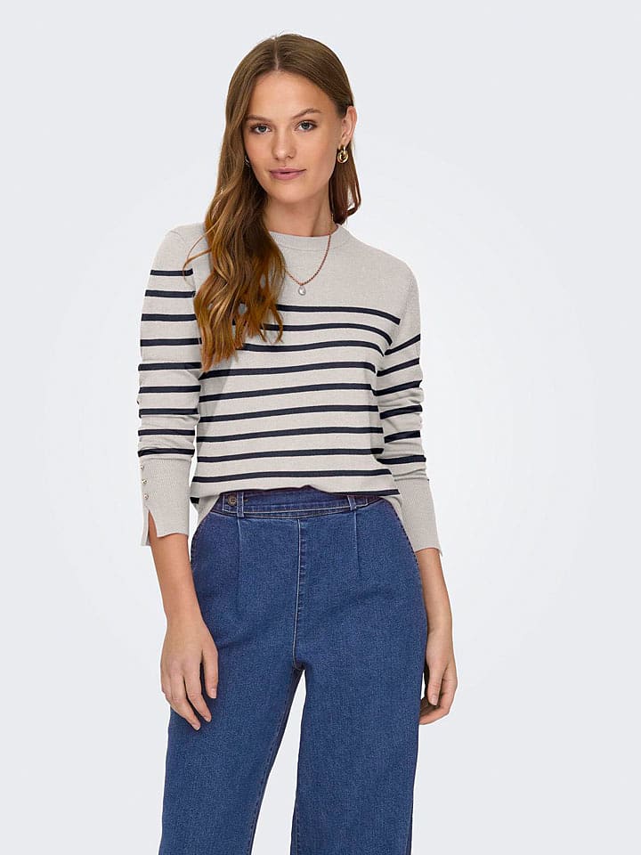 JDY Sweter w kolorze kremowo-czarnym rozmiar: L