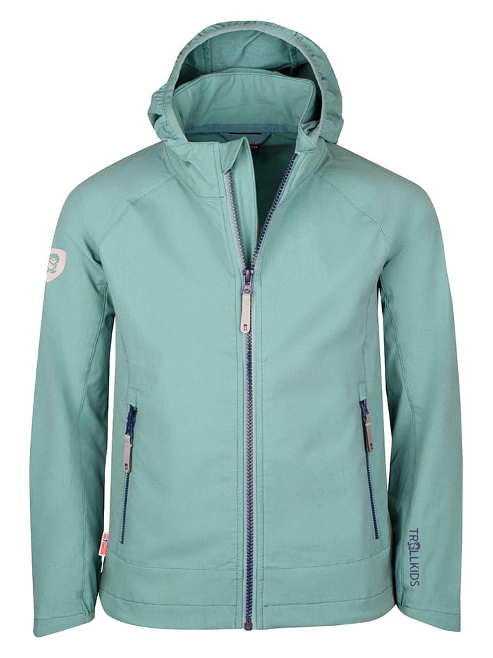 Trollkids Kurtka softshellowa "Kvalvika" w kolorze turkusowym rozmiar: 110