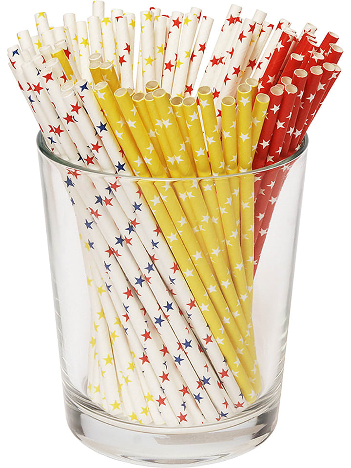 SUNNYSUE Papierowe słomki (120 szt.) w kolorze białym, czerwonym i żółtym rozmiar: onesize