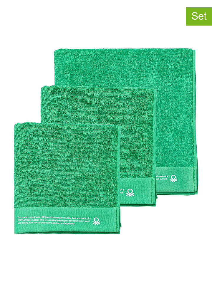 Benetton 3-częściowy zestaw ręczników w kolorze zielonym rozmiar: onesize