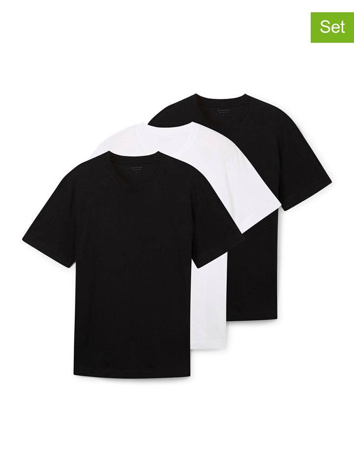 Tom Tailor Koszulki (3 szt.) w kolorze czarnym i białym rozmiar: 3XL