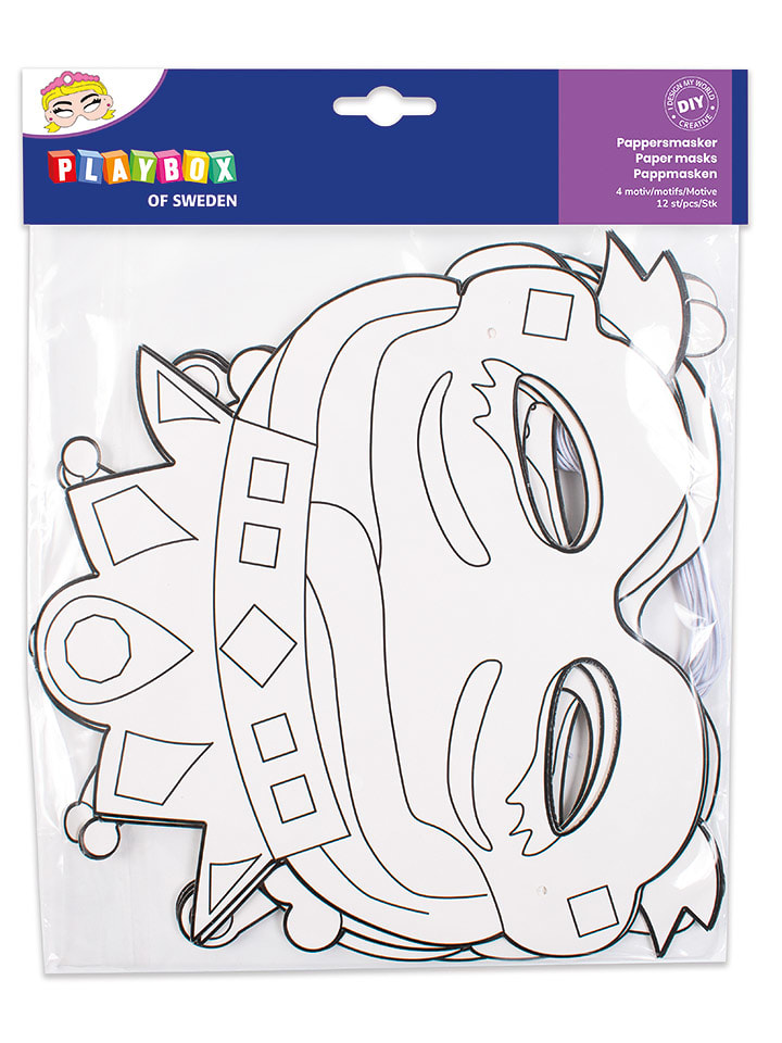 Playbox Tekturowe maski (12 szt.) "Księżniczki" - 3+ rozmiar: onesize