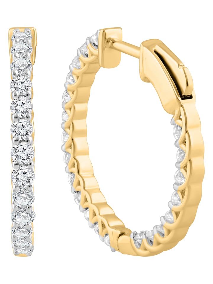 Diamonds lab grown Złote kolczyki-kreole z diamentami rozmiar: onesize