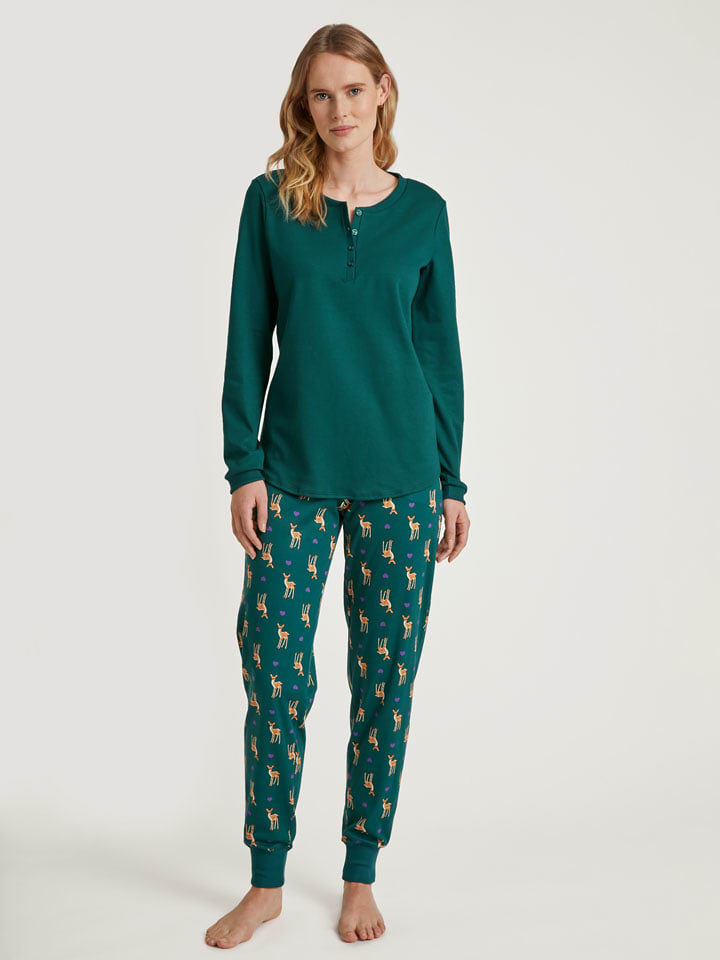 Calida Koszulka piżamowa w kolorze zielonym rozmiar: M