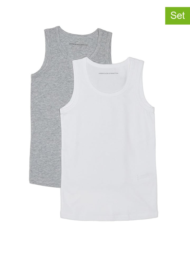 Benetton Podkoszulki (2 szt.) w kolorze białym i szarym rozmiar: 90