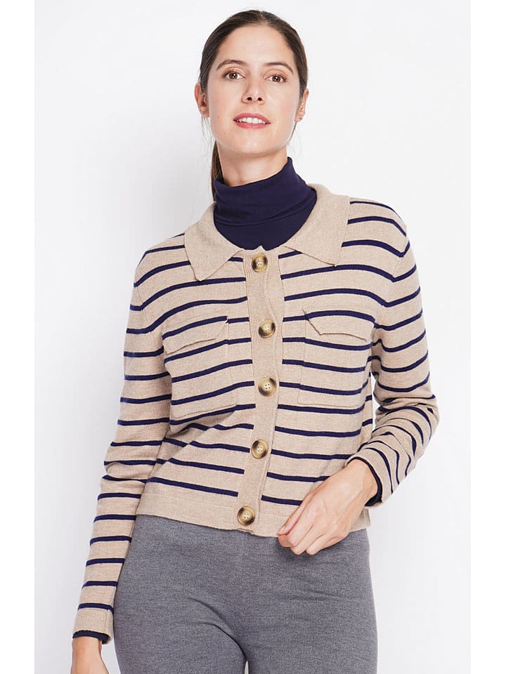 ASSUILI Kardigan w kolorze jasnobrązowo-granatowym rozmiar: 34