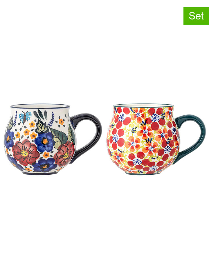 Bloomingville Kubki (2 szt.) "Florist" ze wzorem - wys. 8,5 x Ø 9 cm rozmiar: onesize