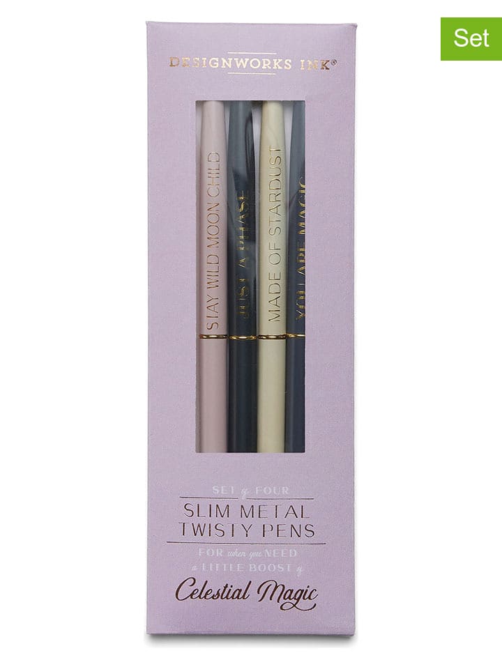 DESIGNWORKS INK ® Długopisy (4 szt.) "Celestial" w różnych kolorach - dł. 14 cm rozmiar: onesize