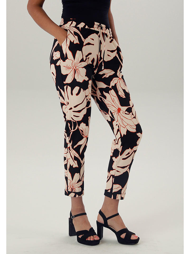 Aniston Spodnie w kolorze czarno-jasnoróżowym rozmiar: 44