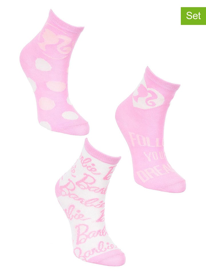 Barbie Skarpety (3 pary) "Barbie" w kolorze jasnoróżowym rozmiar: 23-26