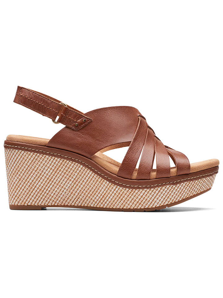 Clarks Skórzane sandały "Elleri Grace" w kolorze jasnobrązowym rozmiar: 39