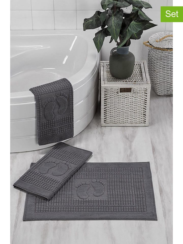 Elizabed Dywaniki łazienkowe (3 szt.) "Orma" w kolorze antracytowym rozmiar: onesize