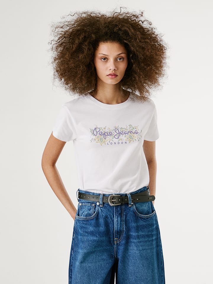 Pepe Jeans Koszulka "Ava" w kolorze białym rozmiar: M