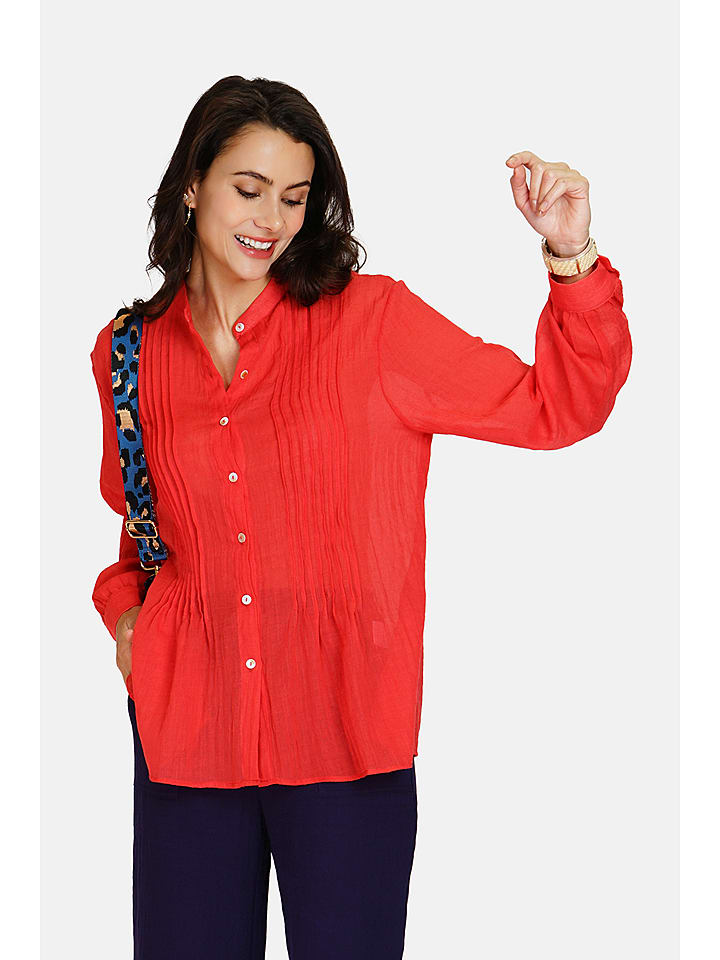 Le Jardin du Lin Lniana bluzka w kolorze czerwonym rozmiar: 42