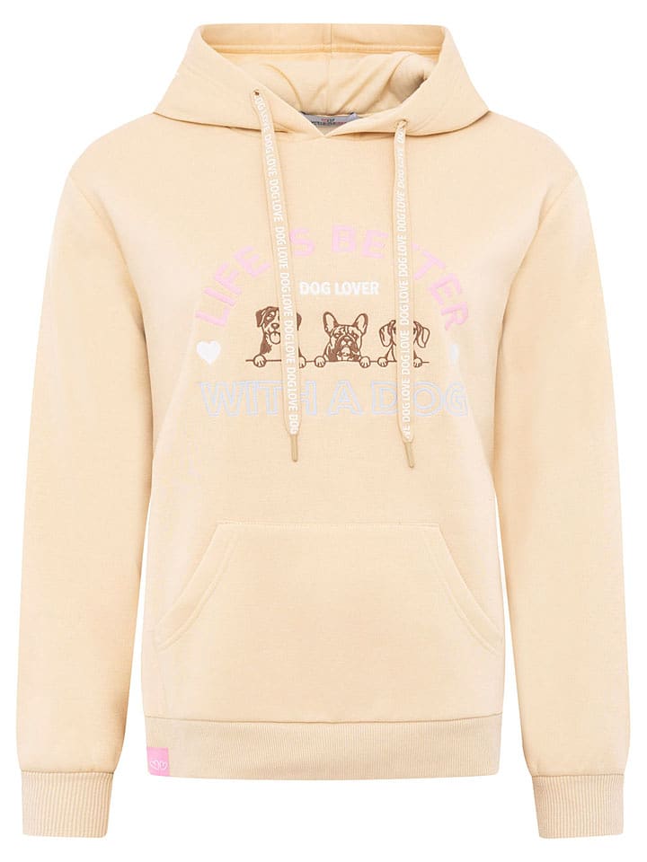 Zwillingsherz Bluza "Dog Life" w kolorze beżowym rozmiar: L/XL