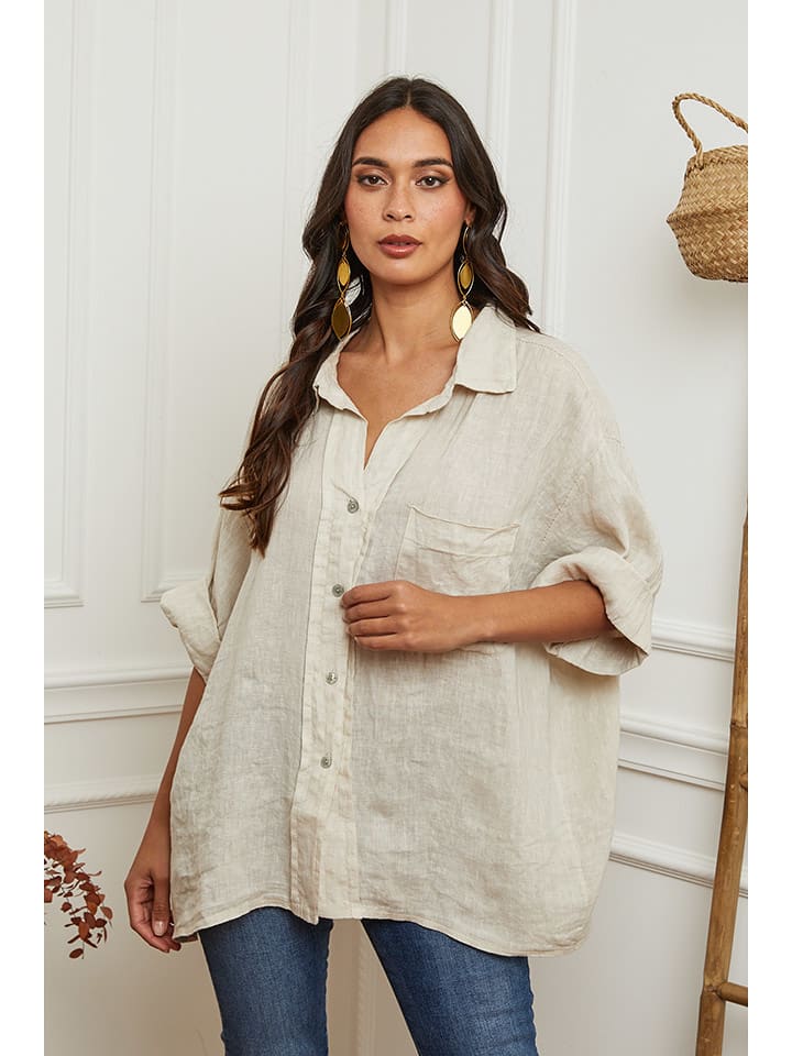 La Compagnie Du Lin Lniana bluzka w kolorze beżowym rozmiar: XXL