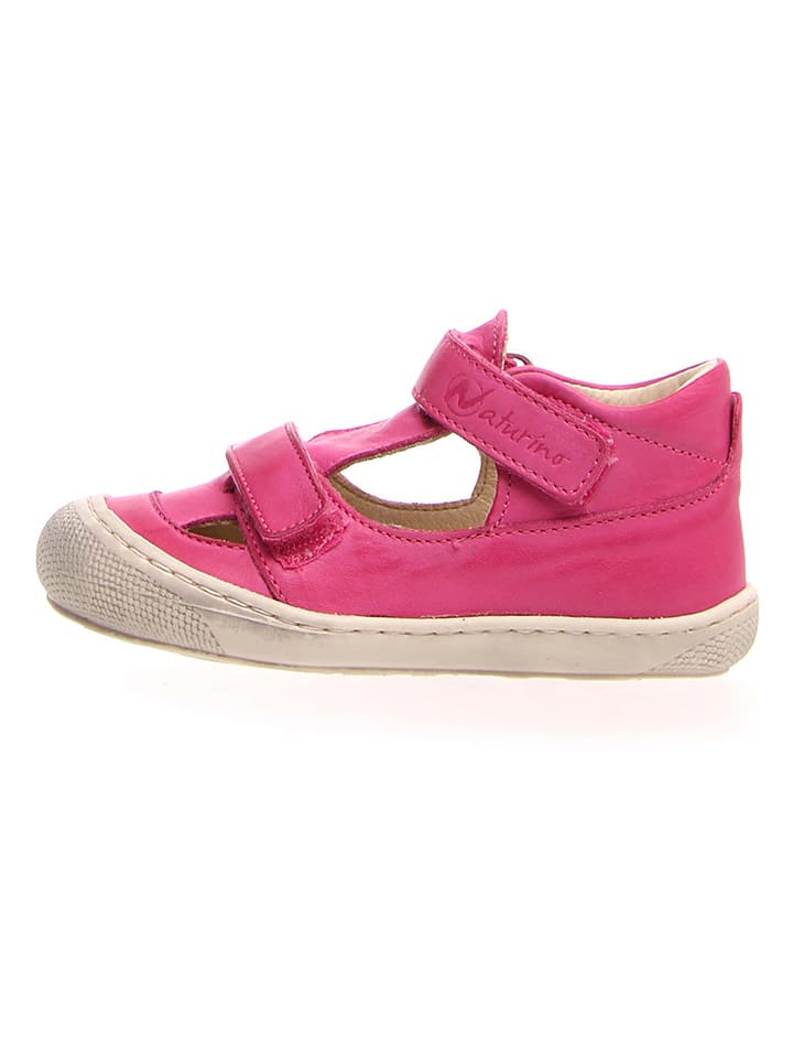 Naturino Skórzane półsandały "Puffy" w kolorze różowym rozmiar: 19