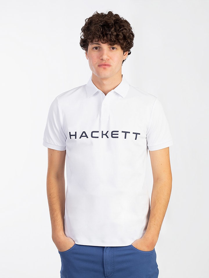 Hackett London Koszulka polo w kolorze białym rozmiar: L