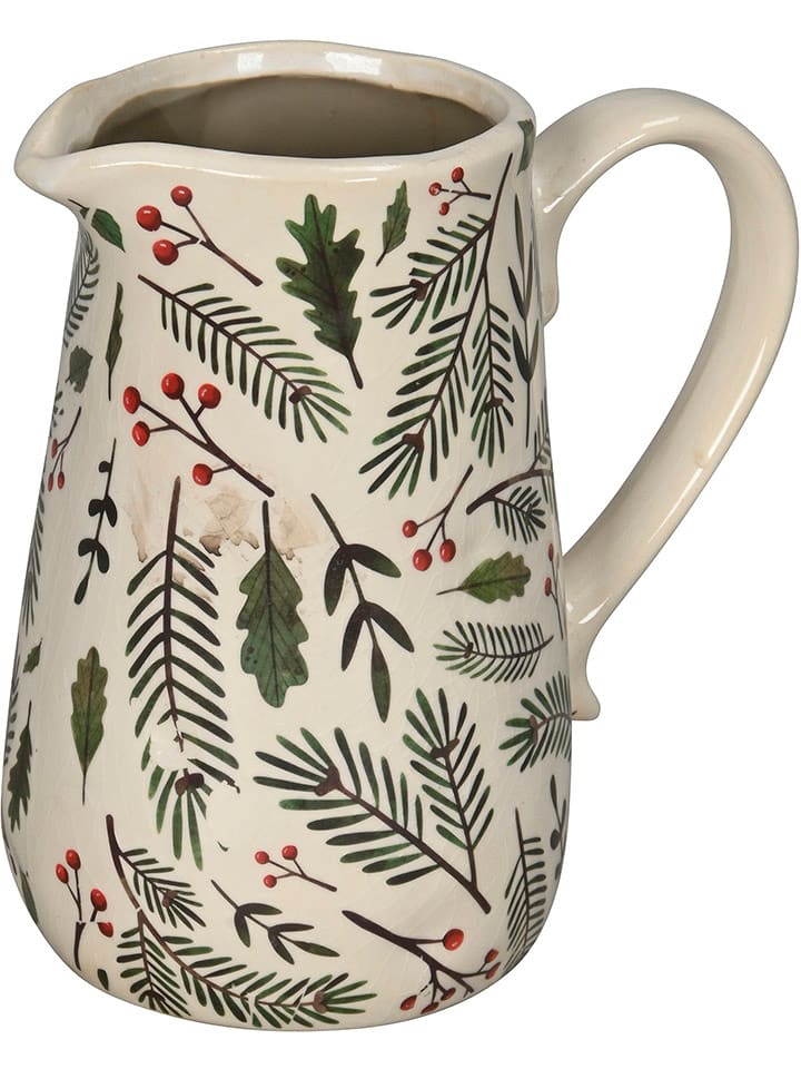 POSIWIO Dzbanek dekoracyjny w kolorze beżowo-zielonym - wys. 18,5 cm rozmiar: onesize