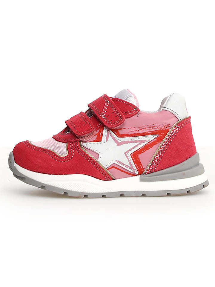 Naturino Skórzane sneakersy "Roy" w kolorze biało-czerwono-jasnoróżowym rozmiar: 23