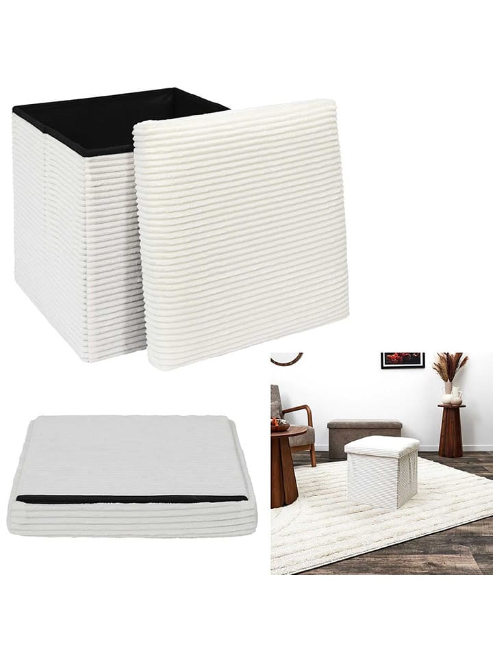 THE HOME DECO FACTORY Hocker w kolorze beżowym ze schowkiem - 38 x 38 x 38 cm rozmiar: onesize