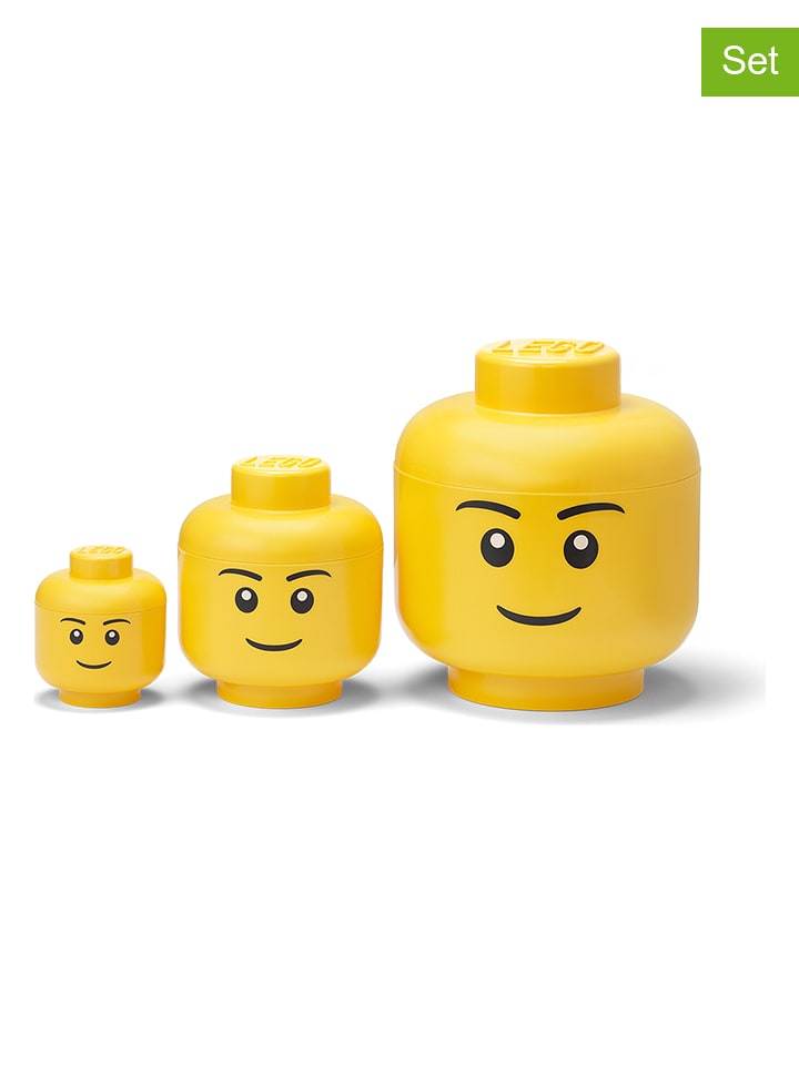 LEGO Pojemniki (3 szt.) "Head Collection Boy" w kolorze żółtym rozmiar: onesize