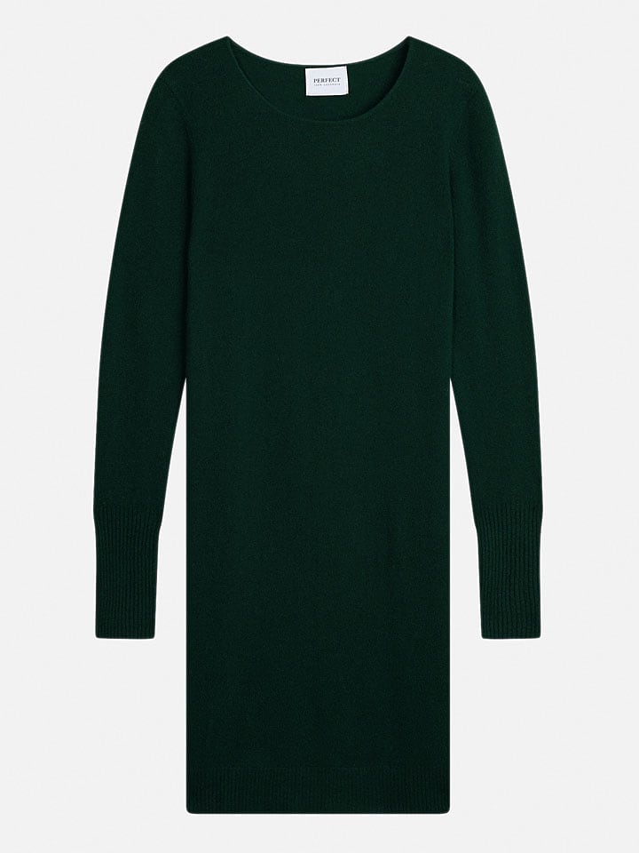 Perfect Cashmere Sukienka kaszmirowa "Molli" w kolorze ciemnozielonym rozmiar: S