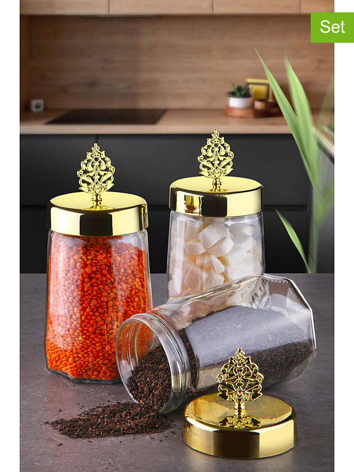 Violeta Home Słoiki (3 szt.) w kolorze złotym - wys. 20 cm rozmiar: onesize