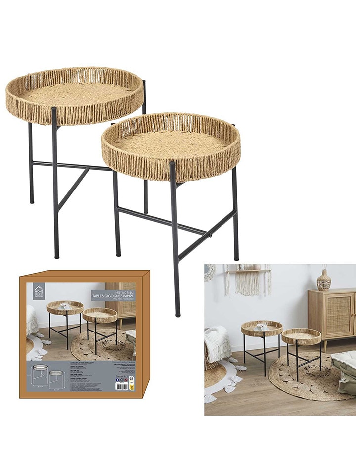 Ethnical Life Stoliki (2 szt.) "Pampa" w kolorze jasnobrązowo-czarnym rozmiar: onesize