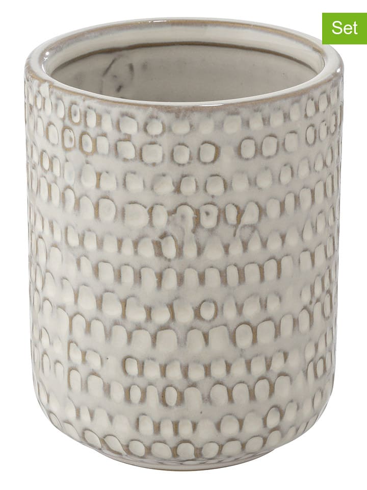 Wenko Kubki łazienkowe (2 szt.) "Pergole" w kolorze beżowym - wys. 9,5 x Ø 7,5 cm rozmiar: onesize