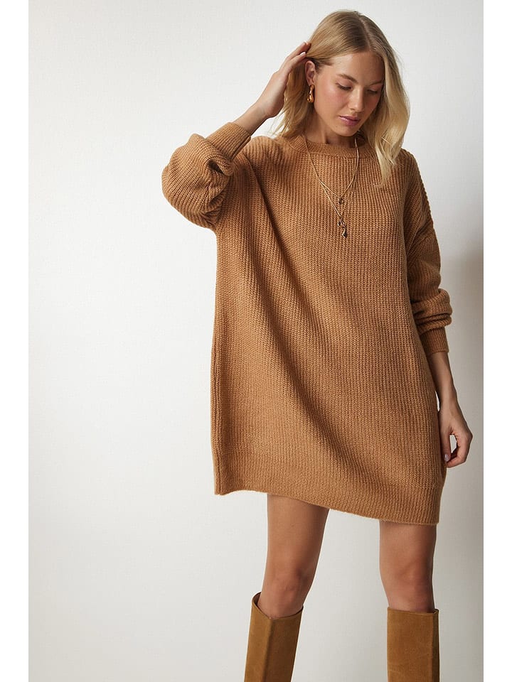 Happiness Istanbul Sweter w kolorze jasnobrązowym rozmiar: onesize