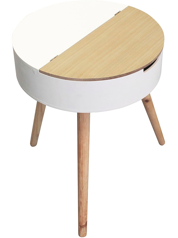 THE HOME DECO FACTORY Stolik w kolorze białym - wys. 57,5 x Ø 45 cm rozmiar: onesize