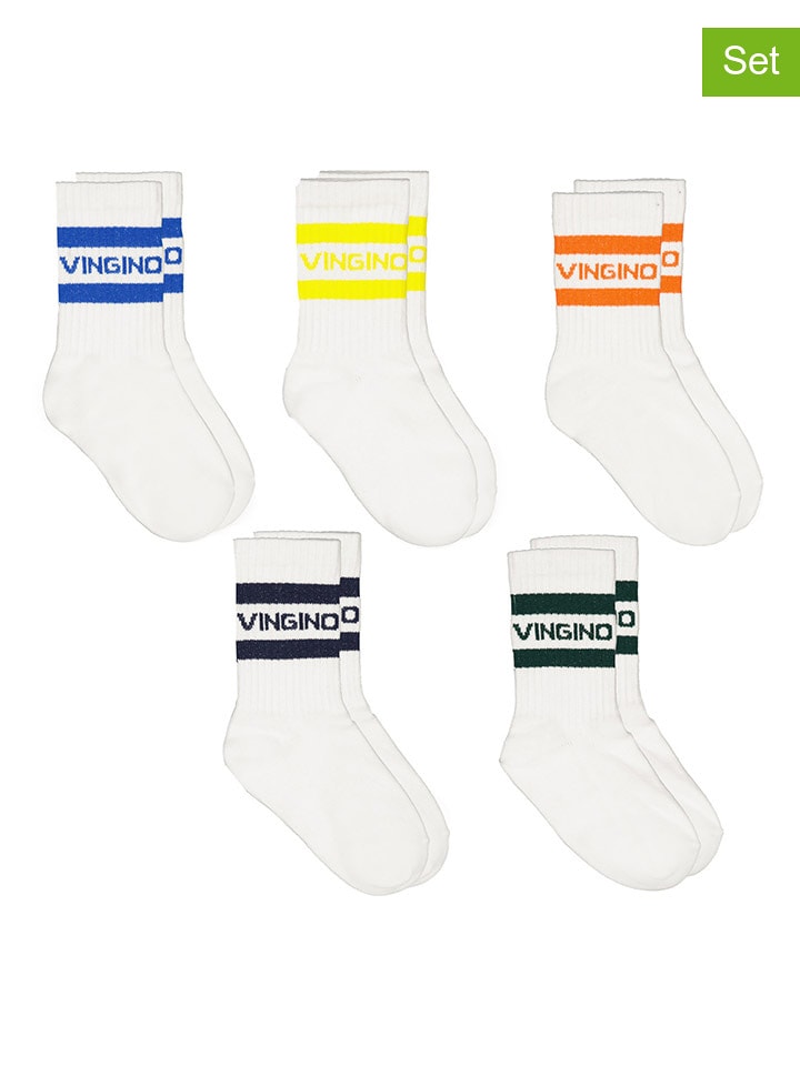 Vingino Skarpety (5 par) w kolorze białym ze wzorem rozmiar: 27-30