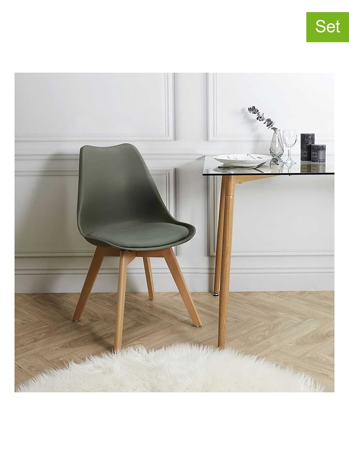 chairs for all Krzesła (2 szt.) w kolorze khaki - 46 x 86,5 x 52 cm rozmiar: onesize