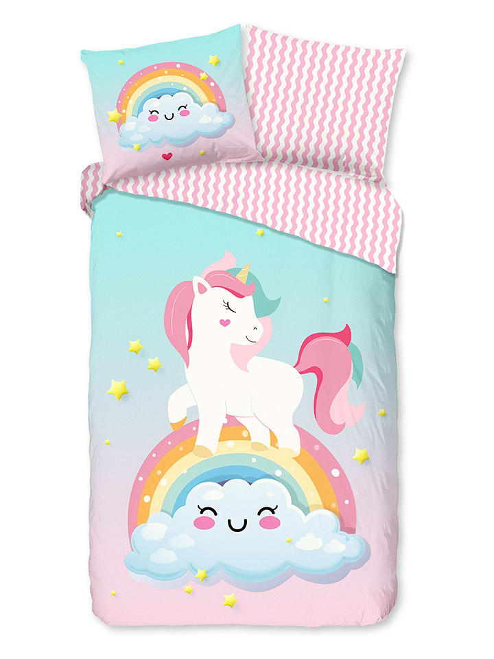 Good Morning Komplet pościeli "Sweety" w kolorze miętowo-jasnoróżowym rozmiar: 140x200 cm