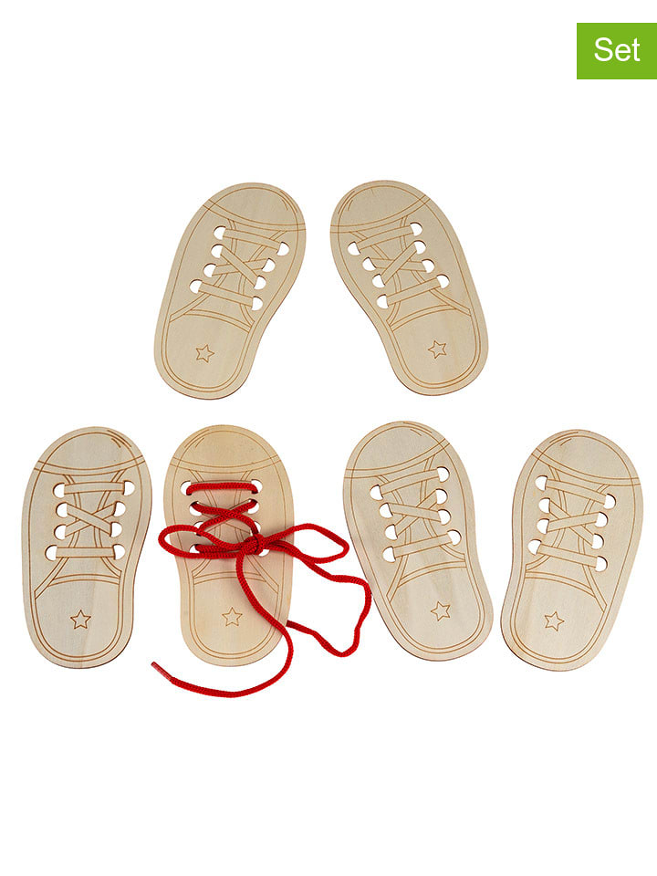 SUNNYSUE 6-częściowy zestaw: drewniane buty do przewlekania - 3+ rozmiar: onesize