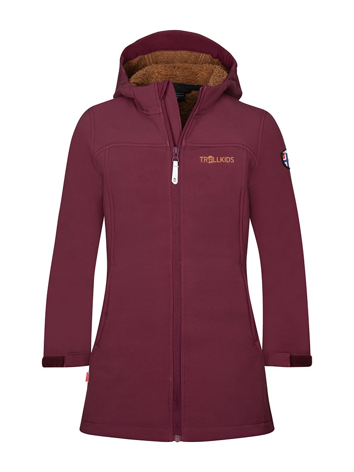 Trollkids Płaszcz softshellowy "Kristiansand" w kolorze bordowym rozmiar: 104