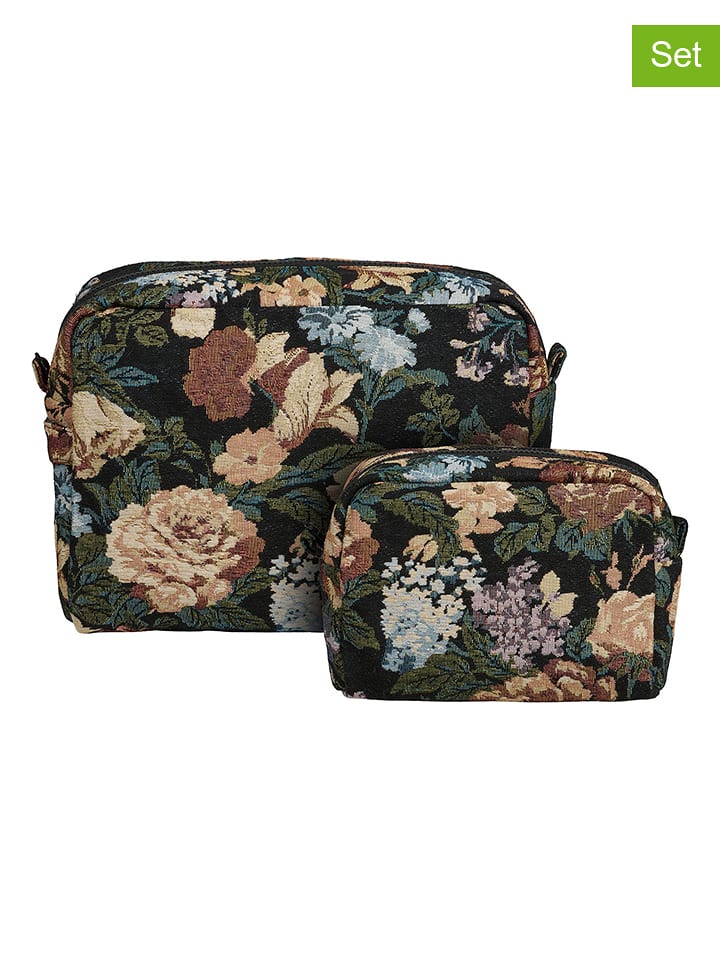 House Nordic Kosmetyczki (2 szt.) "Zoe" w kolorze kremowo-czarnym rozmiar: onesize