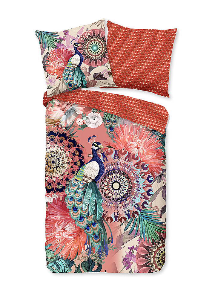 Hip Komplet pościeli satynowej "Lynouk" w kolorze pomarańczowym ze wzorem rozmiar: 240x220 cm