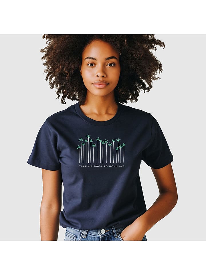 WOOOP Koszulka "Take me back to holidays" w kolorze granatowym rozmiar: L