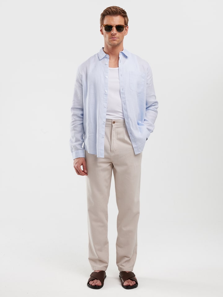 BIG STAR Lniana koszula - Regular fit - w kolorze błękitnym rozmiar: M