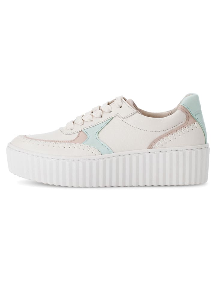 Gabor Skórzane sneakersy w kolorze biało-jasnoróżowo-turkusowym rozmiar: 41