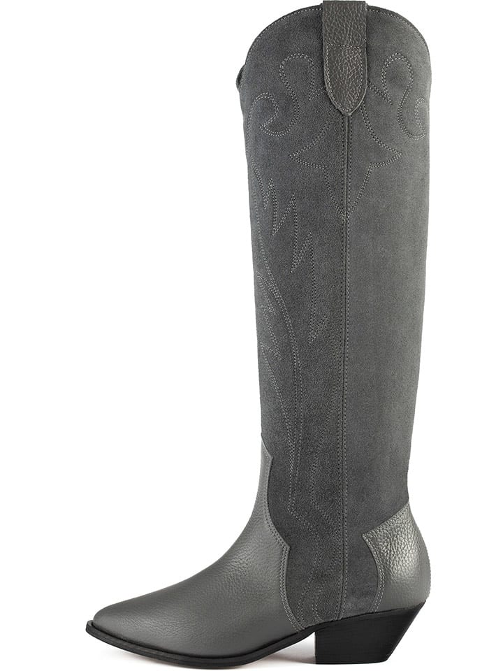 loft37 Skórzane kozaki "Fingers Crossed" w kolorze szarym rozmiar: 37