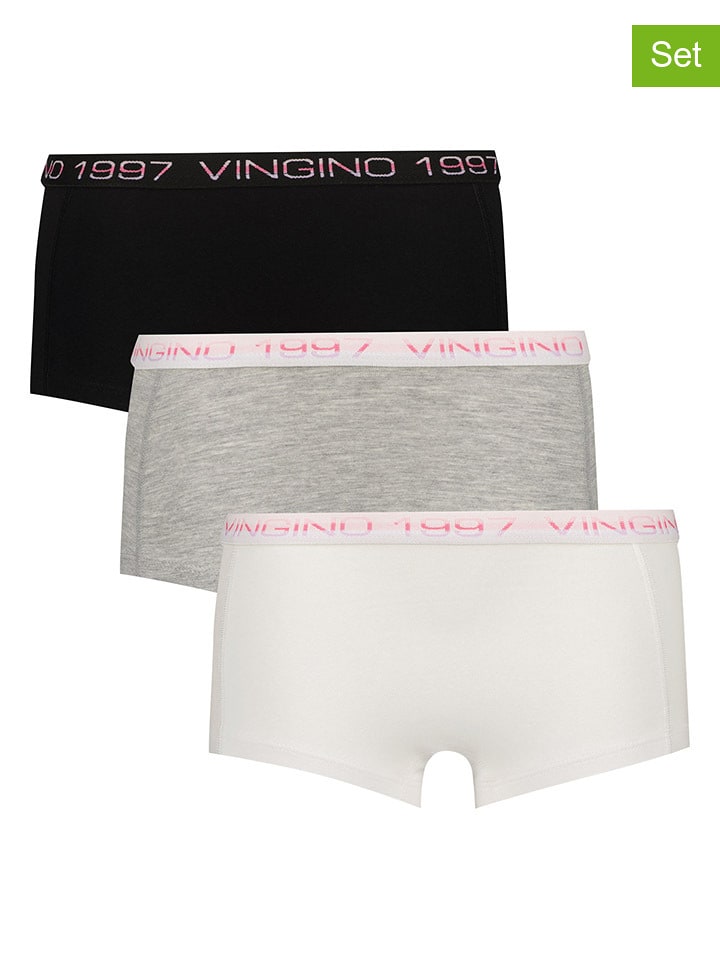 Vingino Bokserki (3 pary) w kolorze szarym, czarnym i białym rozmiar: 158/164