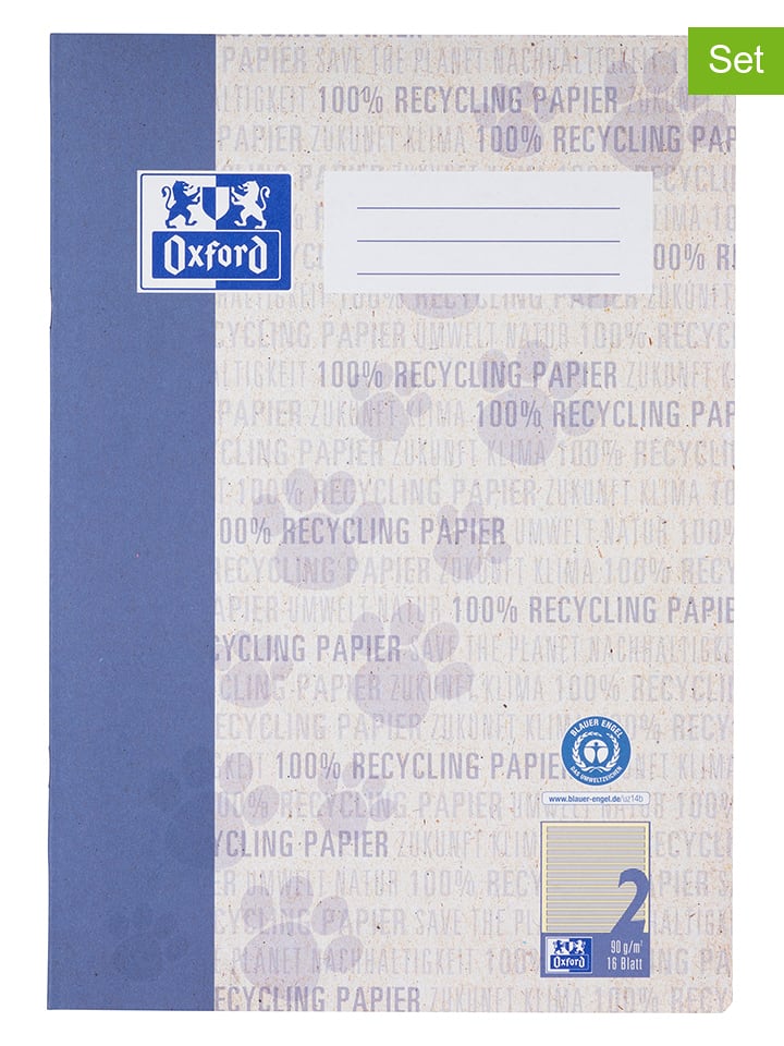 Oxford Zeszyty (15 szt.) "Oxford Recycling" w kolorze niebieskim - A4 rozmiar: onesize