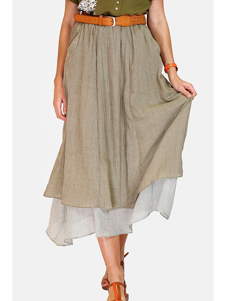 Le Jardin du Lin Lniana spódnica w kolorze khaki rozmiar: 40